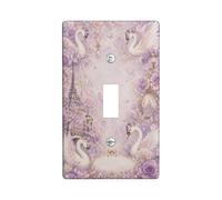 Swan Plaque de protection pour interrupteur mural simple en plastique Motif Tour de Paris Rose Rose Violet Taille standard Décoration pour salon, chambre à coucher, bureau (simple)