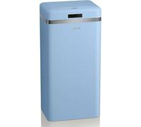 Swan Poubelle de cuisine automatique rétro avec capteur de mouvement, 45 litres, métallique, grande capacité, design vintage, bleu pastel