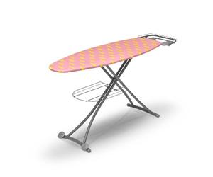 Swan X Lynsey Grande Table à Repasser avec Hauteur réglable, Housse Lisse avec Technologie réfléchissante, Pieds antidérapants, Housse Rose et Corps Gris