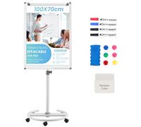SWANCROWN Paperboard 100x70cm, Magnétique, Chevalet de conférence papier | Réglable en Hauteur, sur Roulette, Tableau blanc sur pied effacable, Document, Bureau, École, 700x1000mm