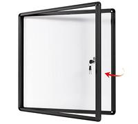 SWANCROWN Tableau d'affichage, 6 x A4, Vitrine Affichage en aluminium noir | Mural, Verrouillable, Interieur, Magnétque, avec 3 clés 24 aimants, Verre acrylique 3 mm, Panneau affichage pour restaurant