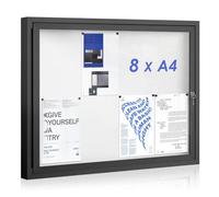 SWANCROWN Vitrine affichage extérieur, 8 x A4, Tableau affichage mural | Étanche, Verrouillable, Magnétique, Grand, Cadre en aluminium noir, à 2 clés 32 aimants, Panneau d'affichage pour immeuble