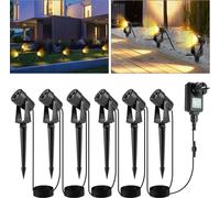 SWANEW 6pcs. spot de jardin LED avec piquet de terre, spot extérieur éclairage de jardin avec prise étanche IP65 blanc chaud