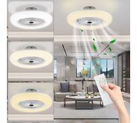 SWANEW 80W Ventilateurs de plafond Chambre Blanc Refroidisseur avec Illuminé LED Moderne Dimmable Salon