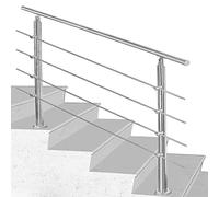 SWANEW Escalier Acier Inoxydable,150 * 4.2 * 106.5cm avec 4 Tringles,utilisable comme Rampe d'escalier, Parapet rambarde, balcon ou terrasse garde-corps.