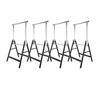 SWANEW Lot de 4 tréteaux d'échafaudage, pliables, réglables en hauteur de 80 à 130 cm, supportant jusqu'à 200 kg, portables, en métal, pour travail, Gestelle Noir
