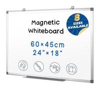 Swansea Tableau magnetique 60x45 cm, Tableau blanc effacable mural avec cadre en aluminium et porte-marqueurs
