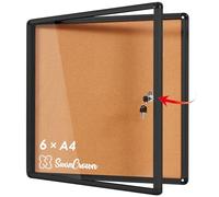 Swansea Vitrine d'affichage interieur en liège, Panneau affichage mural avec cadre en Aluminium Noir, 67x72cm, 6 x A4
