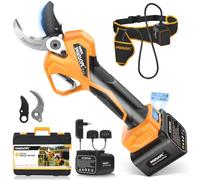 SWANSOFT PRU40 Secateur Electrique Professionnel,40mm Coupe Progressive,21V 4AH Batterie avec Câble d'extension 1.2m,1050W Moteur Sans Balais,Ceinture,Secateur Electrique sans Fil pour Vergers,Vigne