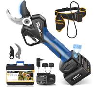 SWANSOFT PRU40 Secateur Electrique Professionnel,40mm Coupe Progressive,21V 4AH Batterie avec Câble d'extension 1.2m,1050W Moteur Sans Balais,Ceinture,Secateur Electrique sans Fil pour Vergers,Vigne