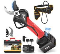 SWANSOFT PRU40 Secateur Electrique Professionnel,40mm Coupe Progressive,21V 4AH Batterie avec Câble d'extension 1.2m,1050W Moteur Sans Balais,Ceinture,Secateur Electrique sans Fil pour Vergers,Vigne