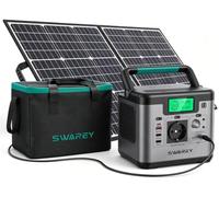 SWAREY Générateur Electrique Portable 518Wh avec Panneau solaire pliable en 2 sections et Sac de Rangement, Batterie Externe 220V Sortir AC/USB/Type-C/QC 3.0
