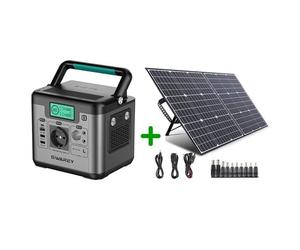 SWAREY Générateur solaire Portable 518Wh avec panneau Solaire Pliable 100W, Kit d'énergie de Réserve de Voyage,chauffage domestique