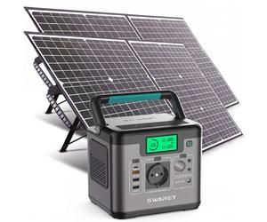 SWAREY S500 Pro 500W(1000W peak) centrale électrique portable 518Wh générateur solaire avec 2x 100W panneaux solaires pour camping/urgence/maison
