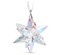 Swarovski Décoration Étoile Shimmer, 3D cristal clair 307 facettes, ruban satin blanc, moyen