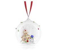 Swarovski Boule Holiday Cheers — sapin & bonhomme de neige en cristal 763 facettes ruban rouge OS