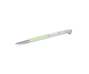 Swarovski Stylo à bille Crystalline, Trèfle à quatre feuilles, Vert, Laqué vert, métal chromé