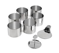 SWAWIS 6 Pièces Cercle à Pâtisserie Set, Ø7.5cm Cuisson Anneau à Gâteau avec Élévateur et Pilon, Emporte Piece Patisserie, Anneaux de Pâtisserie pour Desserts Biscuits Pâtisseries Gâteaux(Rond)