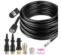 SWAWIS Déboucheur Canalisation Haute Pression 15M 180bar - Tuyau Flexible Nettoyeur avec 2 Buses 3 Adaptateurs pour Kärcher K2-K7 Lavor Parkside Bosch