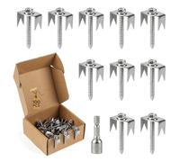 SWAWIS Lot de 100 clous de clôture en acier inoxydable 304, 45 mm x M5 avec clip fixe et adaptateur M8, agrafes de clôture pour pose de grilles métalliques, treillis soudés sur poteaux en bois