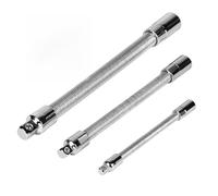 SWAWIS Lot de 3 Rallonge Flexible en Acier pour Douilles 1/4" 3/8" 1/2" | Rallonge en Acier à Ressort, Couple 50/120/200 Nm, Barre d'Extension Flexibles de Peut être Courbé à 45°