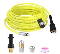 SWAWIS Tuyau Nettoyeur Haute Pression 10M 180bar Furet Deboucheur Canalisation Flexible Tuyau Deboucheur Canalisation Haute Pression avec 2 Buse Adaptateur pour Kärcher K2-K7 Nettoyeur Haute Pression