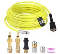 SWAWIS Tuyau Nettoyeur Haute Pression 15M 180bar Furet Deboucheur Flexible | Furet déboucheur de canalisation flexible, avec 2 buses et 3 adaptateurs pour Kärcher K2-K7, Lavor, Parkside et Bosch
