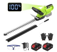 SWBSLL Taille Haie Batterie avec Lame 55 cm et 2 Batteries 3.0 Ah | Moteur Brushless 500 W, Lame Double 55 cm, Coupe 15 mm, Écran LCD, 2 Batteries 3.0 Ah, pour Jardin et Arbustes