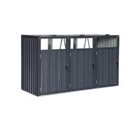 swe ache Poubelle Gris en Acier galvanisé. 3 Places. L 219 x P 82 x H 124 cm