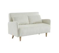 swe anapé Convertible en Velours côtelé - Panam - 2 Places scandinave. Pieds Bois. Blanc. Banquette. Dossier inclinable