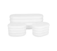 swe anc Coffre en bouclettes Blanches avec 2 poufs ovales de Rangement intégrés - L111cm