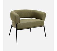 swe auteuil Tissu Kaki Dossier incurvé piétement métal L 81.5 x P 72.5 x H 69 cm - Cristo