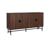 Buffet de rangement effet bois foncé. Bazalt. quatre portes. deux étagères. buffet haut. vaisselier. L 157.5 x l 39 x H 83cm
