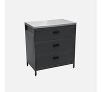 swe uisine d'extérieure en acier noir avec 3 tiroirs L80cm