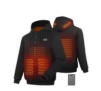 Sweat à Capuche Chauffant Doublé Polaire pour Hommes et Femmes avec Batterie 16000mAh Veste Sweat à Capuche Chauffé 6 Zones de Chauffage Intelligentes, 3 Niveaux de Chaleur pour Extérieur, Camping