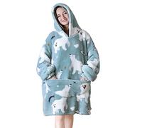Sweat à Capuche Couverture Portable Femme Homme Pull Plaid à Manche | Wearable Blanket Hoodie Douce Chaude Sherpa Vert Pullover avec Manche et Poche Cadeau Noël Pour Adulte Adolescents Hiver