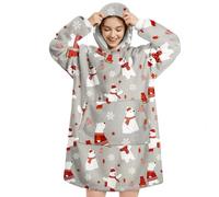 Sweat à Capuche Couverture Portable Femme Homme Pull Plaid à Manche | Wearable Blanket Hoodie Douce Chaude Sherpa Vert Pullover avec Manche et Poche Cadeau Noël Pour Adulte Adolescents Hiver