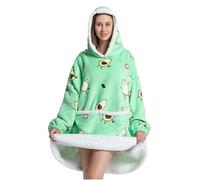 Sweat à Capuche Couverture Portable Femme Homme Pull Plaid à Manche | Wearable Blanket Hoodie Douce Chaude Sherpa Vert Pullover avec Manche et Poche Cadeau Noël Pour Adulte Adolescents Hiver