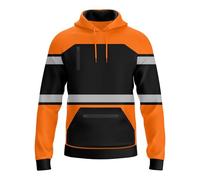 Sweat à capuche de travail pour homme TORO ACTIVA, haute visibilité, bandes réfléchissantes, avec cordon de serrage, multi-poches zippées, style pullover, noir/orange, S