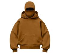 Sweat à capuche d'hiver pour homme avec cagoule uni décontracté, café, M