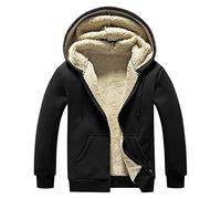 Sweat à capuche en polaire pour homme 2024 - Veste d'hiver décontractée en peluche solide - Manches longues - Poche zippée - Manteaux d'hiver chauds pour les vacances 2025, Noir , 4XL