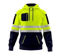 Sweat à capuche haute visibilité pour homme avec bande réfléchissante haute visibilité et poches zippées S-2XL