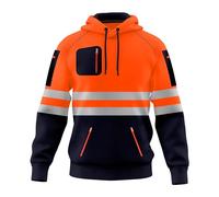 Sweat à capuche haute visibilité pour homme avec bande réfléchissante haute visibilité et poches zippées S-2XL