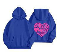 Sweat à capuche surdimensionné de couleur unie avec poches pour femme, bleu, M