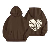 Sweat à capuche surdimensionné de couleur unie avec poches pour femme, marron, S