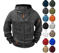 Sweat à capuche zippé pour homme Oversized - Veste à capuche pour homme - Veste de survêtement d'hiver avec fermeture éclair - Pull de travail décontracté avec poches - Veste de loisirs - Veste de