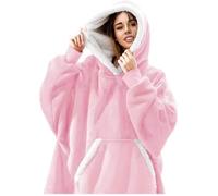 Sweat Capuche Surdimensionn Sweat Plaid Polaire Chaude Couverture avec Manches Et Poche Pull Plaid Taille Unique Rose COUVERTURE