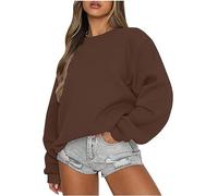 Sweat Femme Sans Capuche À Manches Longues Col Rond Sweatshirt Couleur Unie