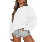 Sweat Femme Sans Capuche À Manches Longues Col Rond Sweatshirt Couleur Unie