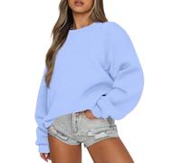 Sweat Femme Sans Capuche À Manches Longues Col Rond Sweatshirt Couleur Unie